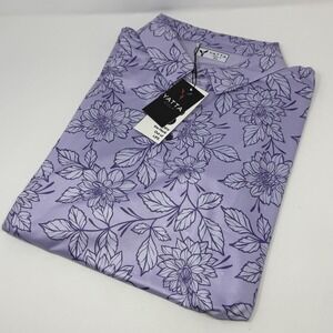 NWT Yatta Golf Men's Polo Shirt Purple Dahlia Drive Floral XL